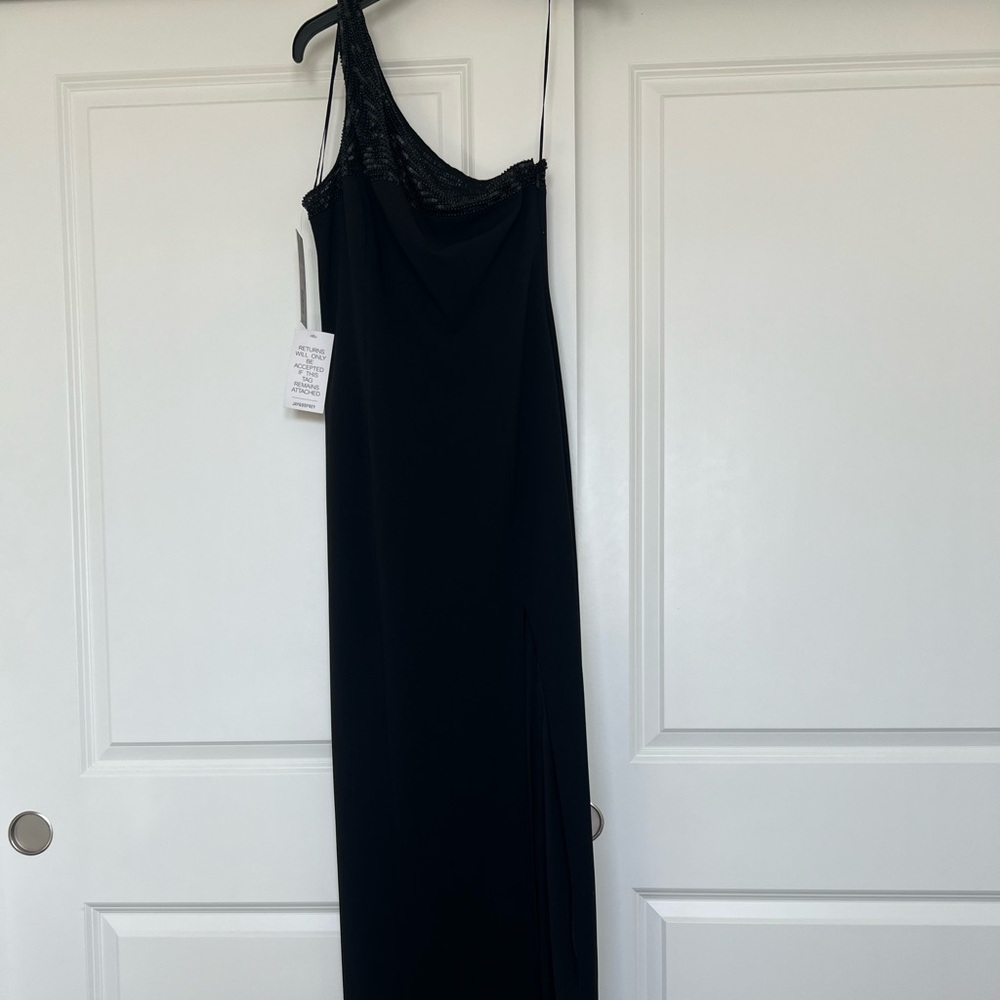 JAYGODFREY Black One-Shoulder Evening Gown